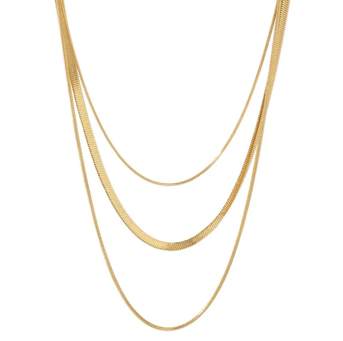 Celina Trio Layered Mesh Necklace Plated in 18K Gold