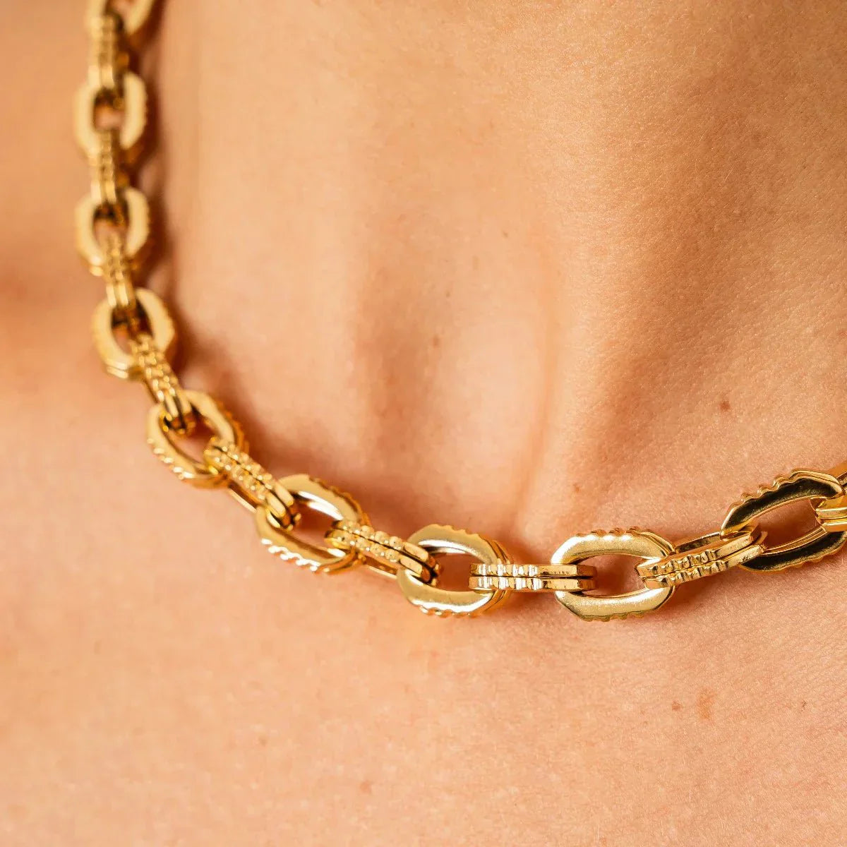 Chunky Link Necklace Plated in 18k Gold