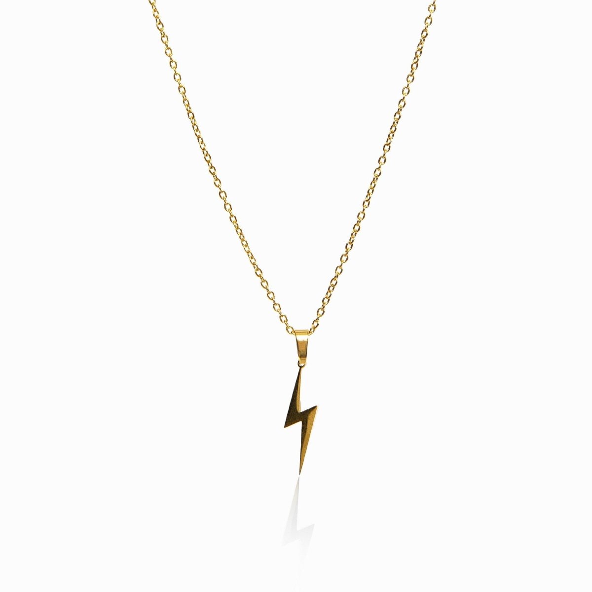 Energy Necklace with Lightning Bolt Pendant, 18K Gold Plated 