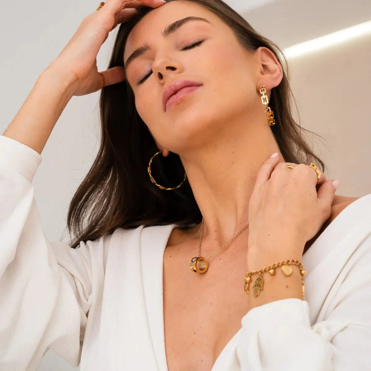 Rotating Necklace with Roman Numerals, 18K Gold Plated