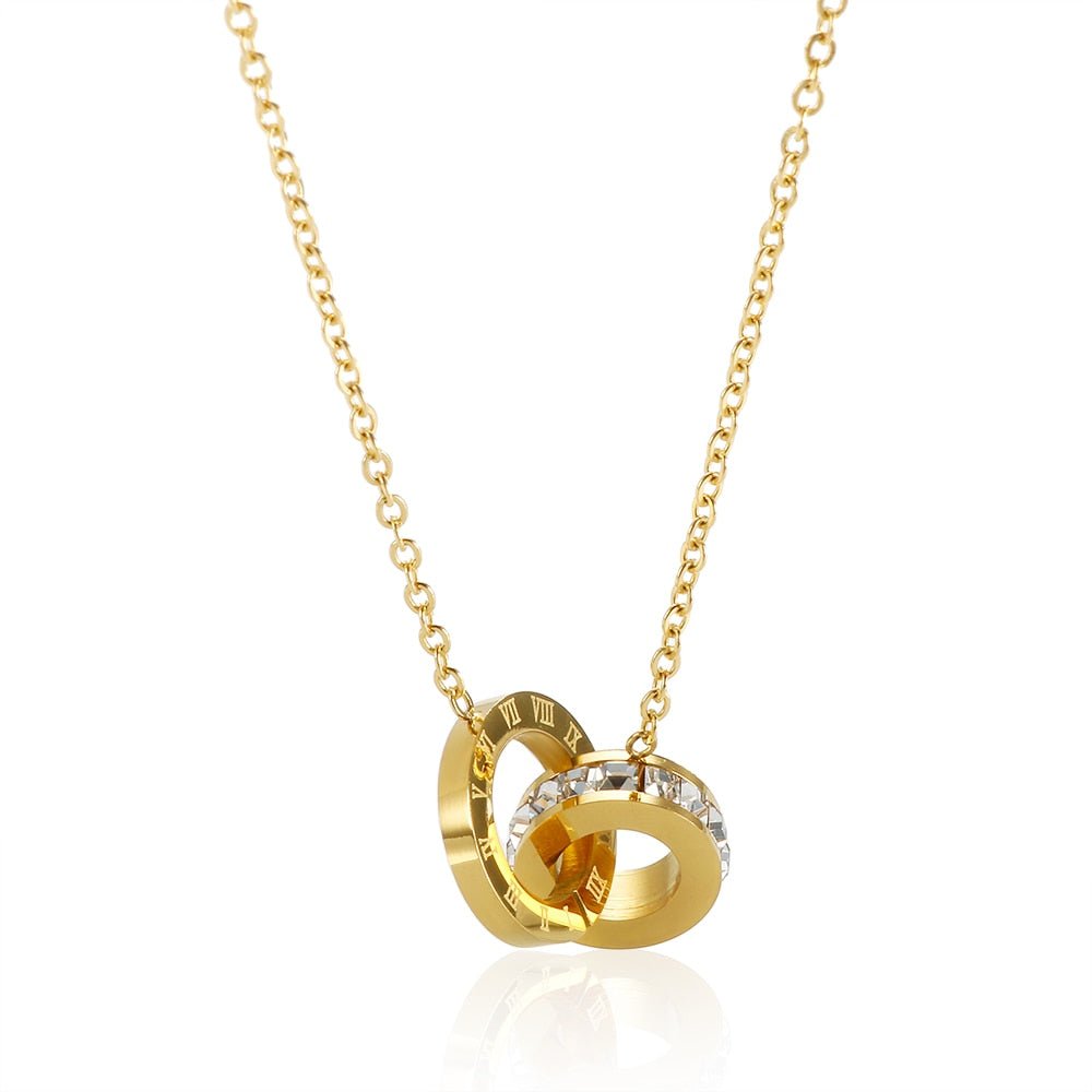 Imperial Necklace with Cubic Zirconia Stone, 18K Gold Plated