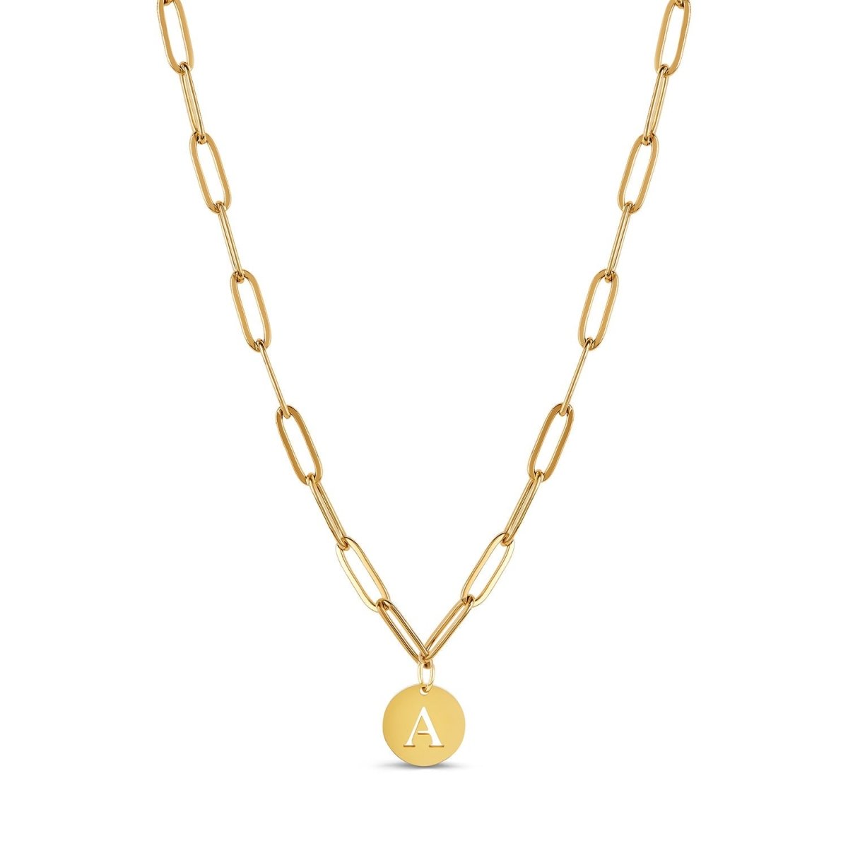 Initial Letter Clip Chain Necklace, 18K Gold Plated