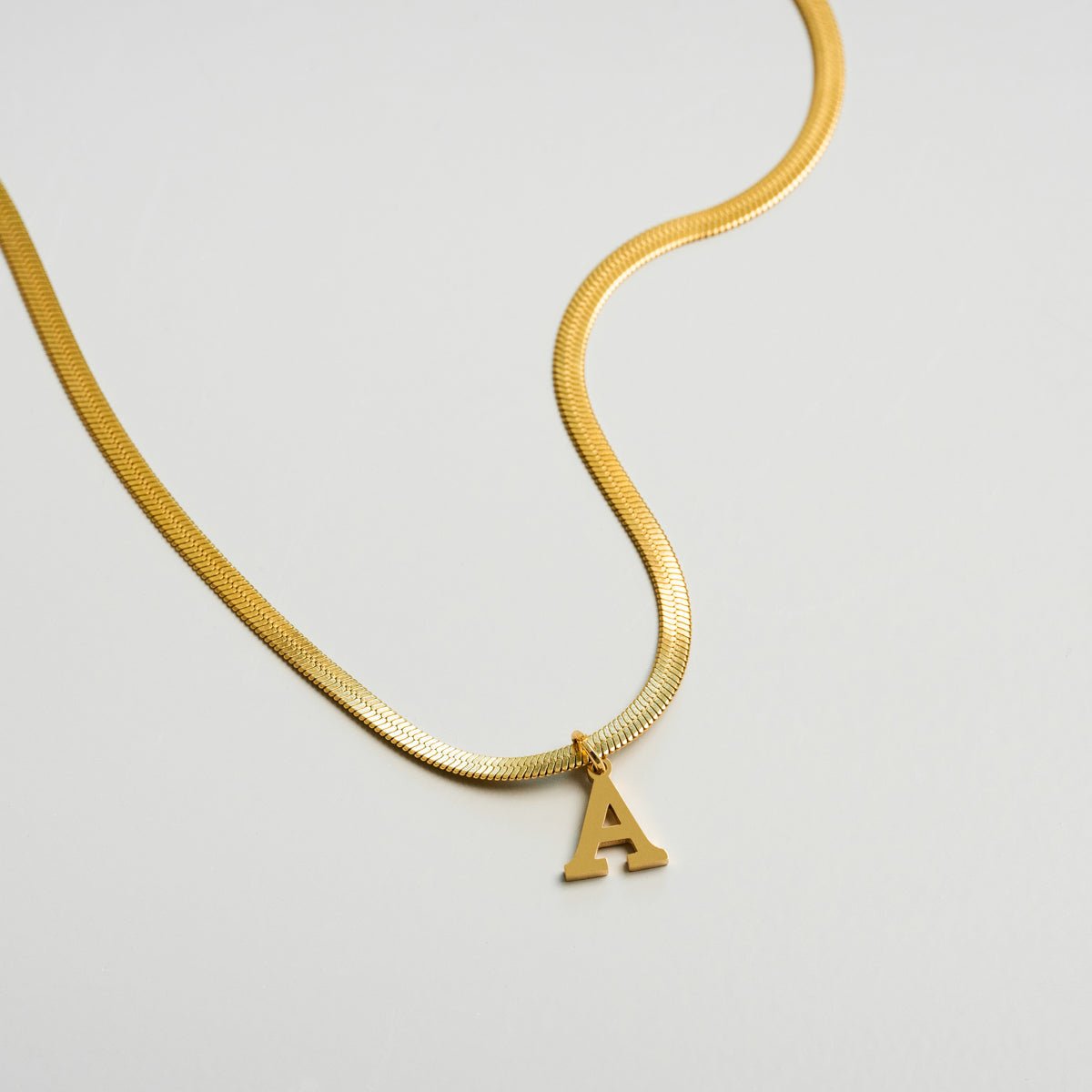 Initial Letter Necklace, Mesh Design, 18K Gold Plated 