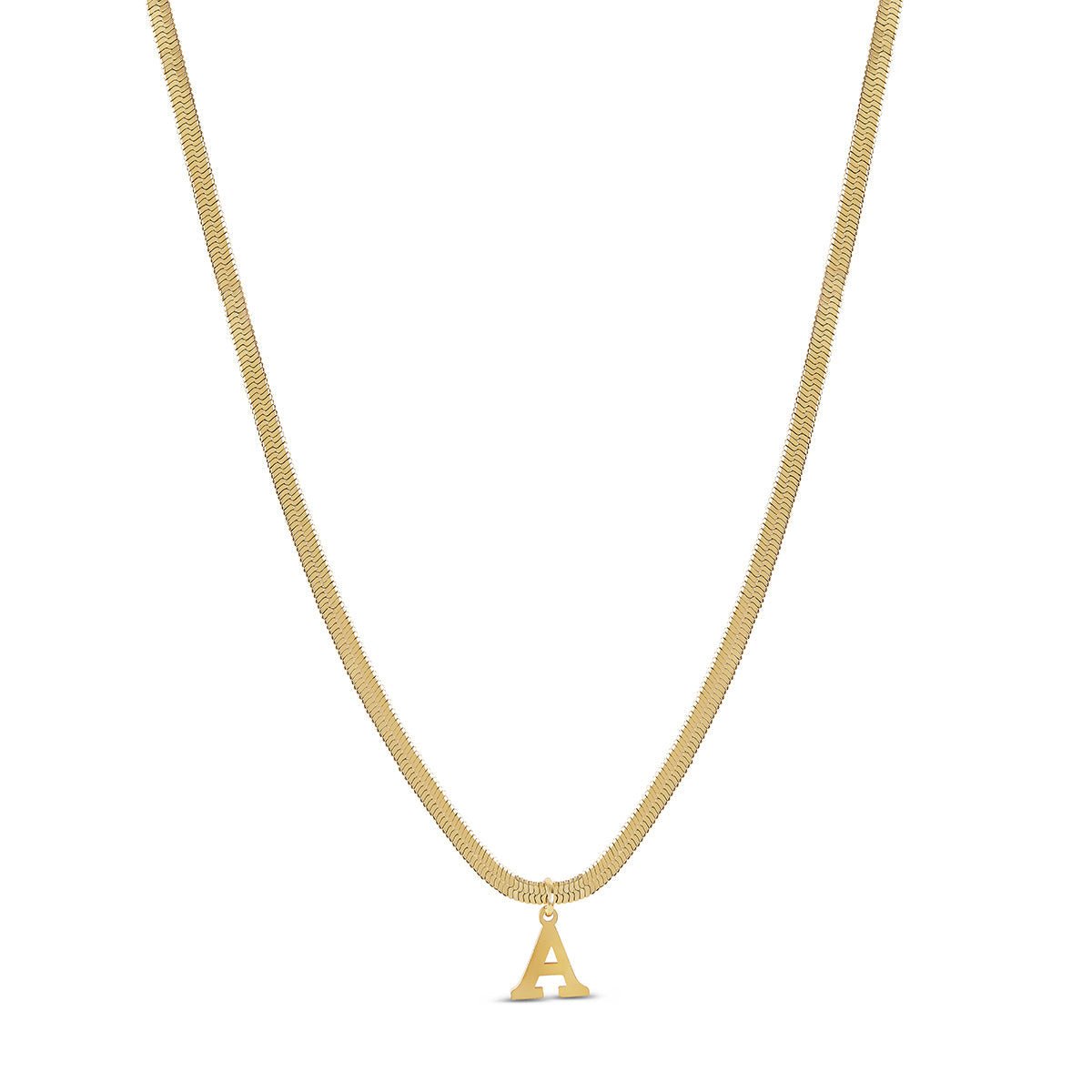 Initial Letter Necklace, Mesh Design, 18K Gold Plated 