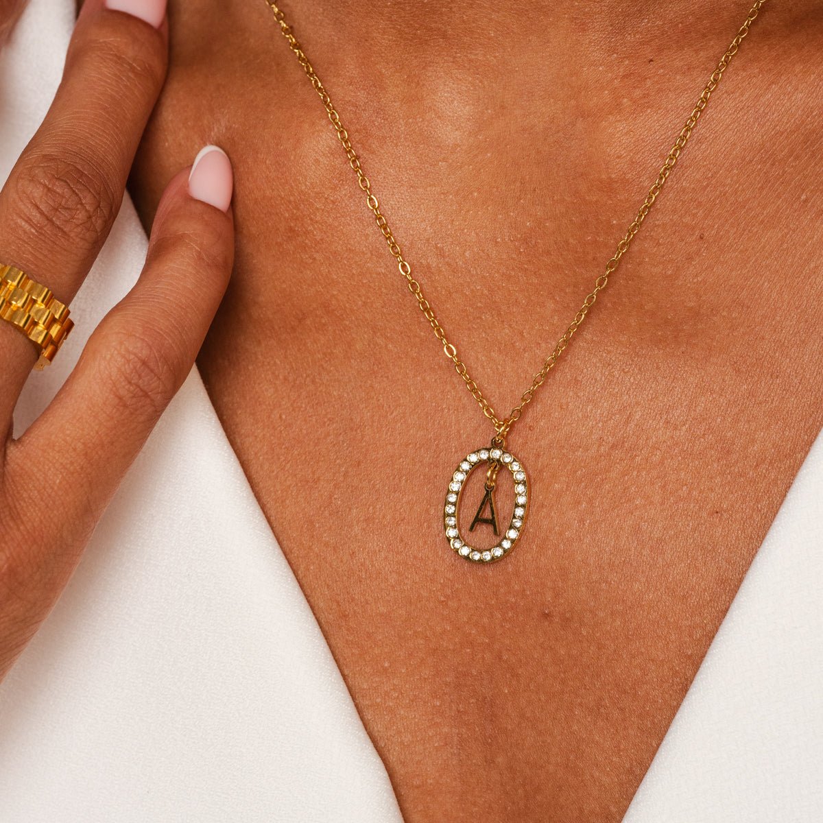 Prism Initial Letter Necklace Plated in 18K Gold