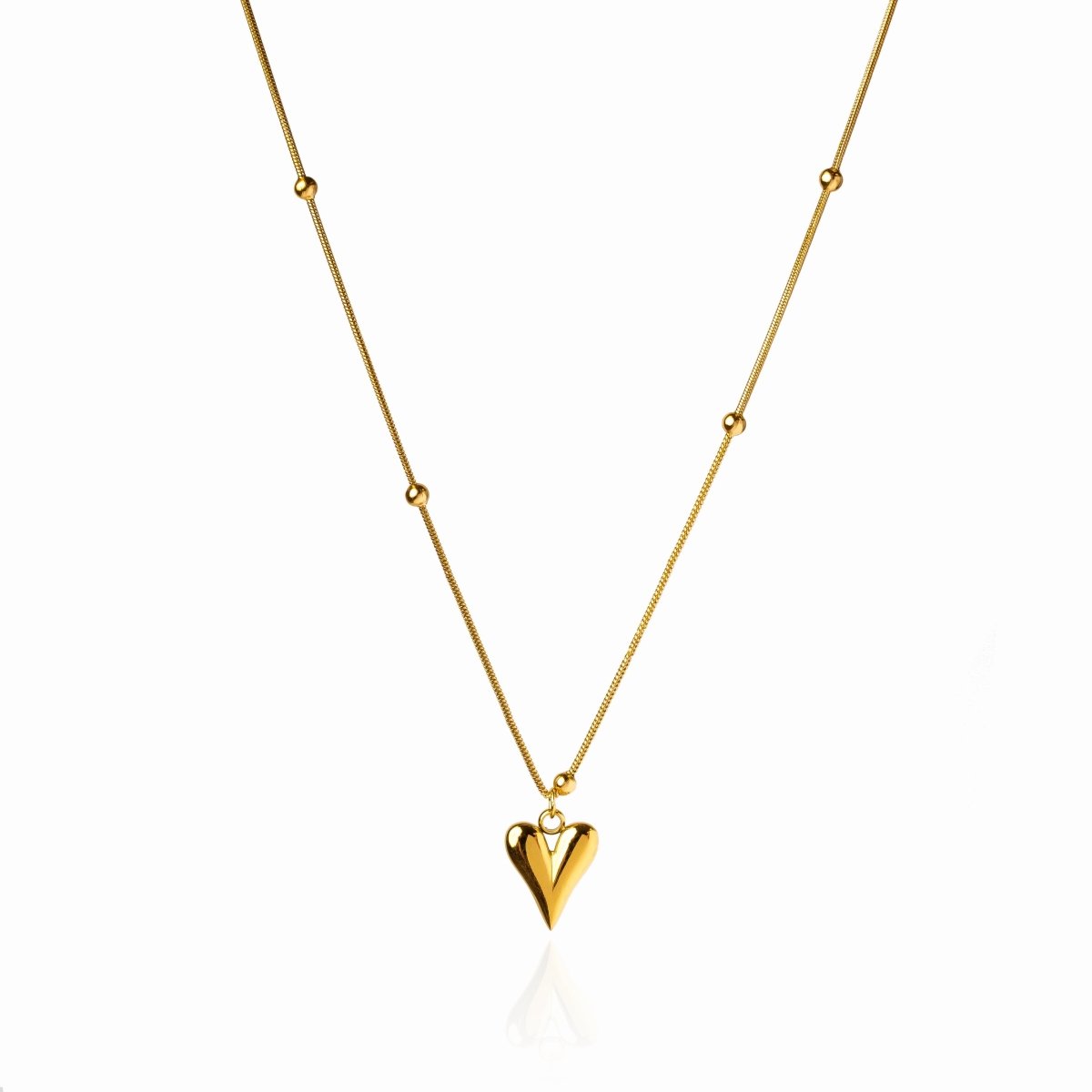 Life Love Heart Necklace, 18K Gold Plated 