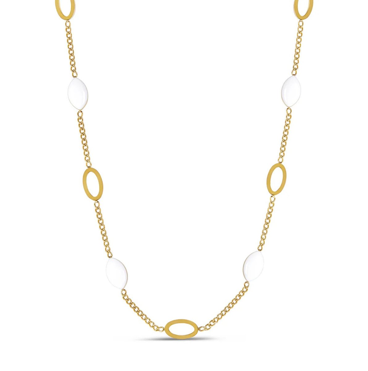 Angellica Oval Pendant Necklace, 18K Gold Plated