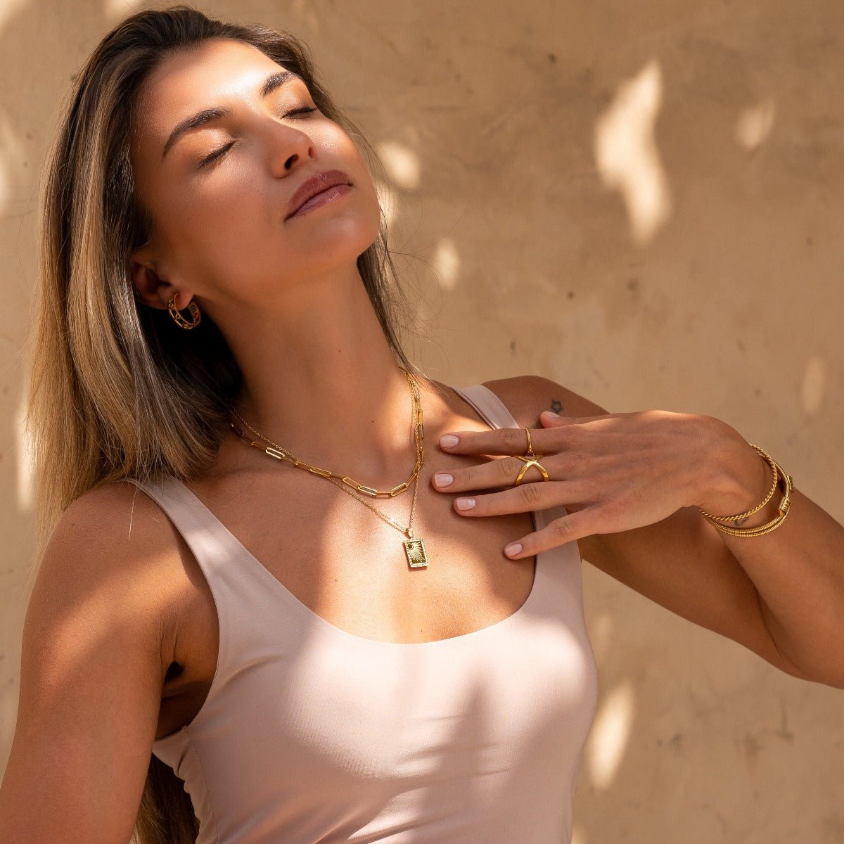 Sunrise Pendant Necklace, 18K Gold Plated 