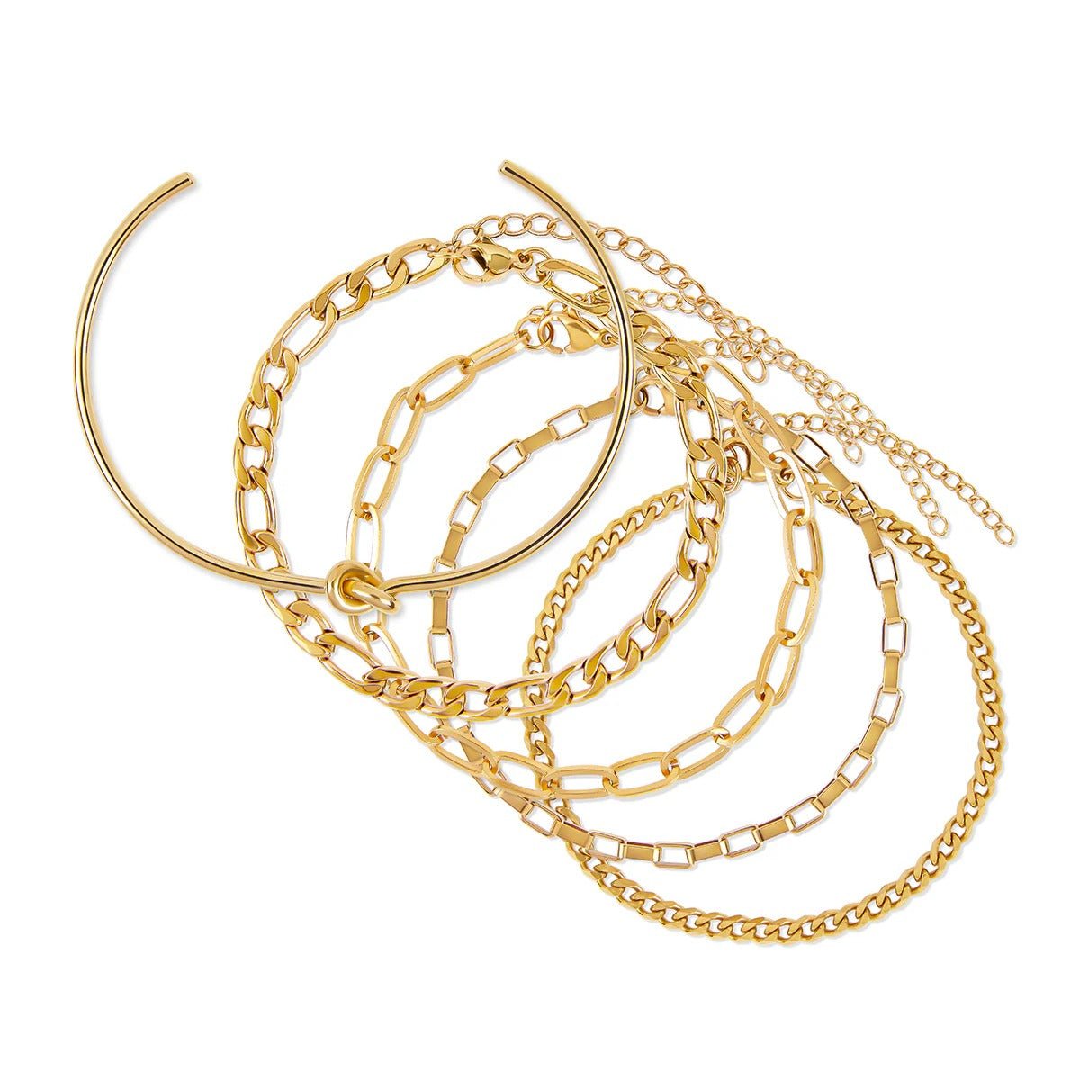 Elegance Bracelet Set &amp; Knot Bangle Plated in 18K Gold