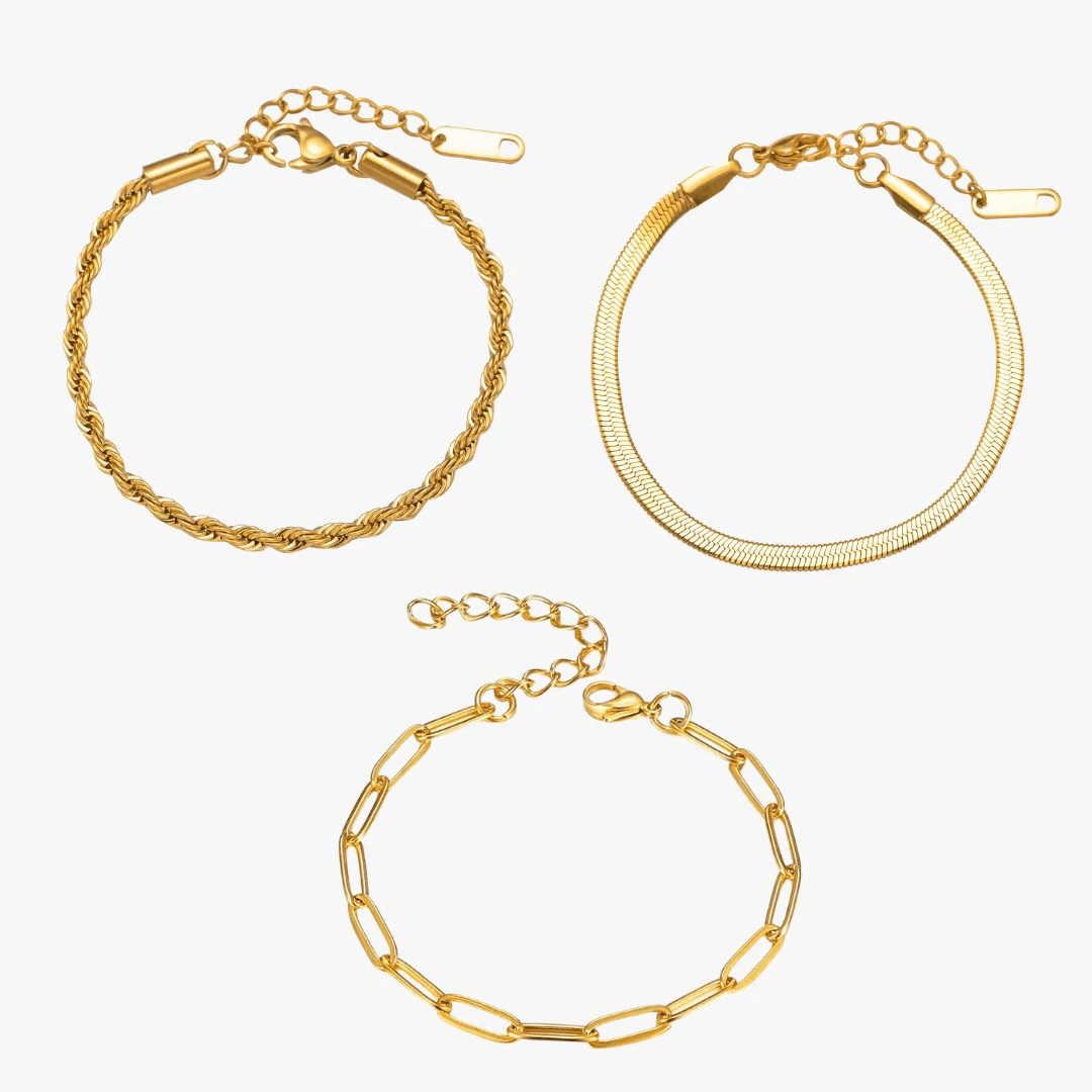 Essential Bracelet Set, 18K Gold Plated