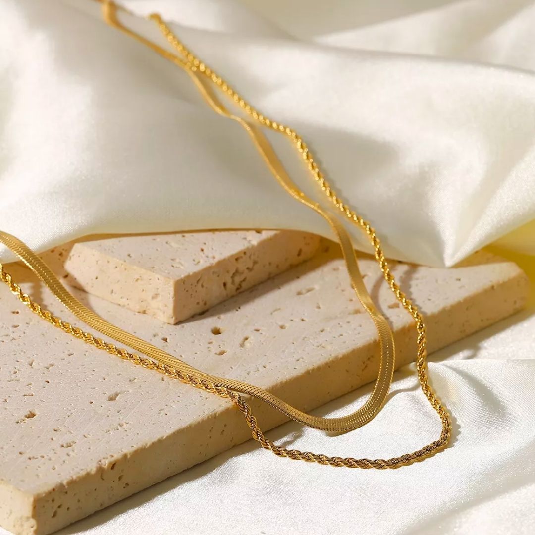 Melina Necklace Set, 18k Gold Plated