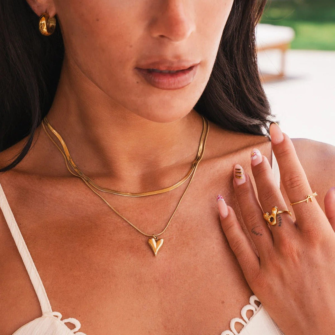 Mix of Heart-Shaped Necklaces Plated in 18K Gold