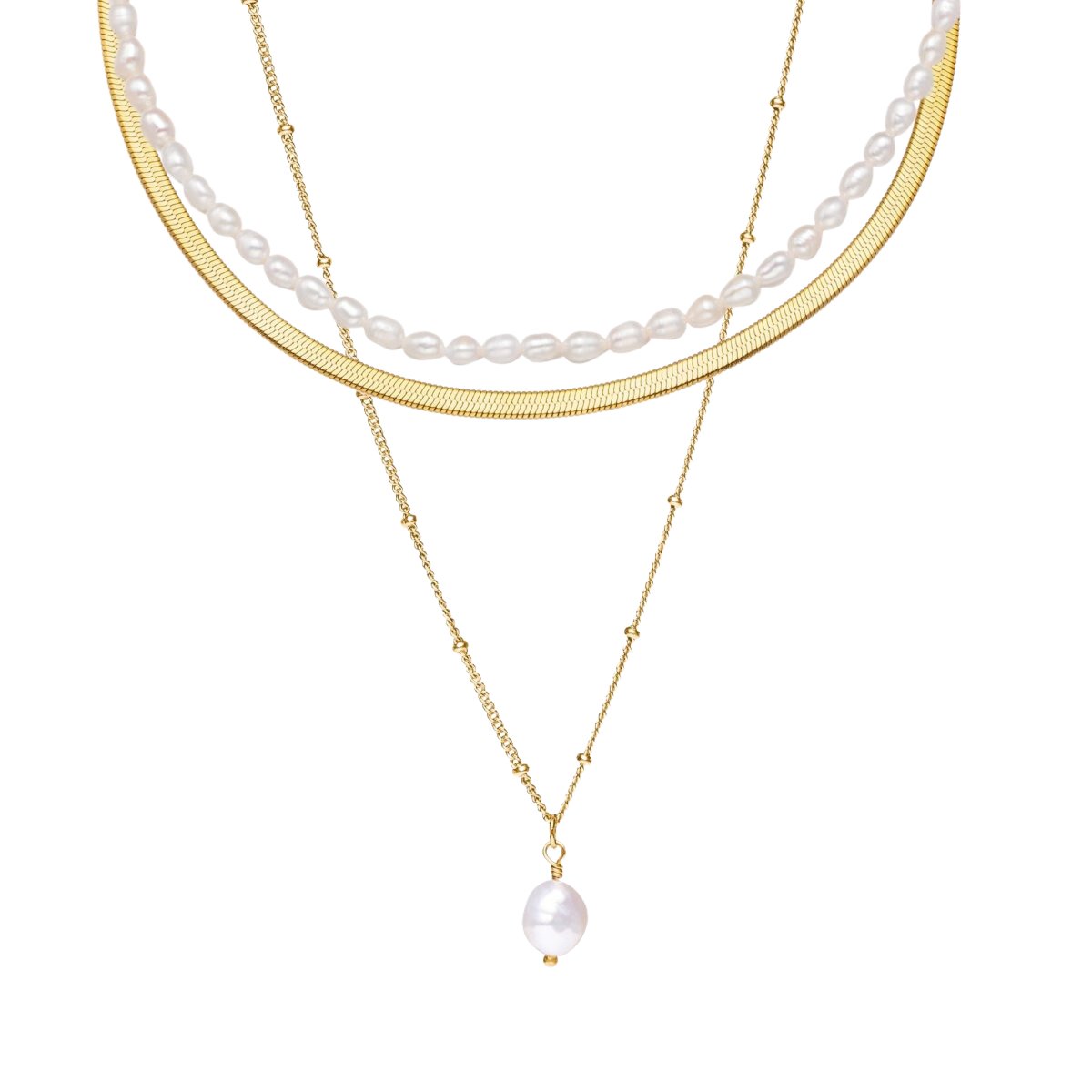 Mix Noronha Triple Necklace Plated in 18k Gold