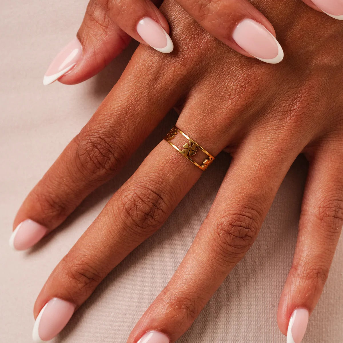 Adjustable Clover Ring Plated in 18K Gold