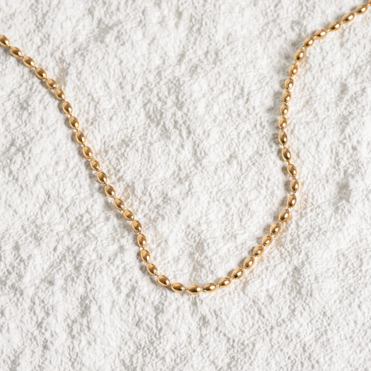 Necklace with Beads, 18K Gold Plated