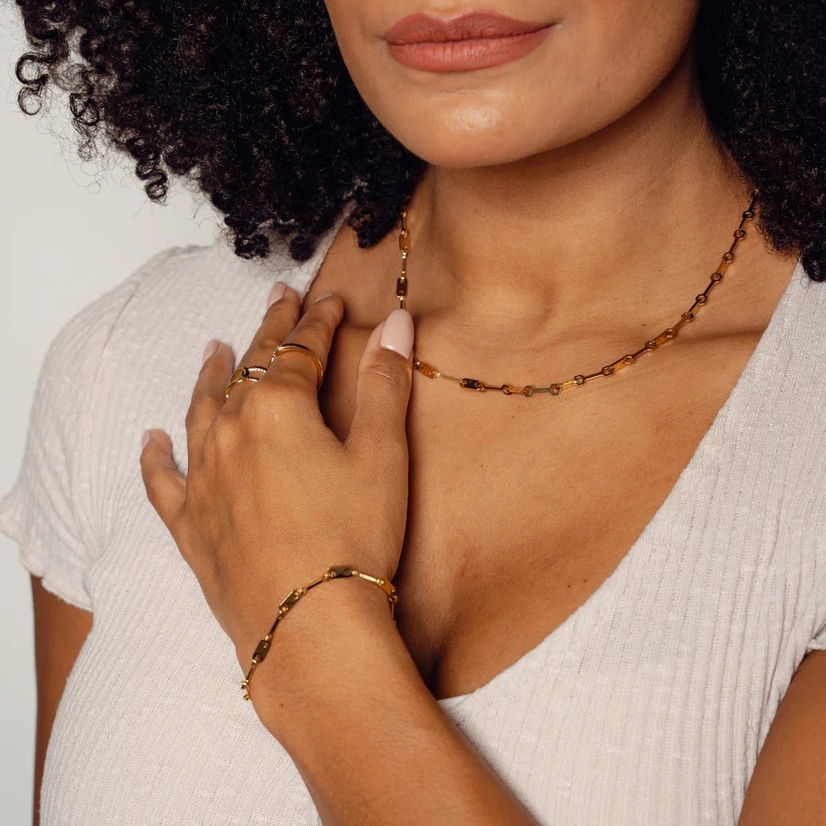 18K Gold Plated Tablet Link Chain Bracelet