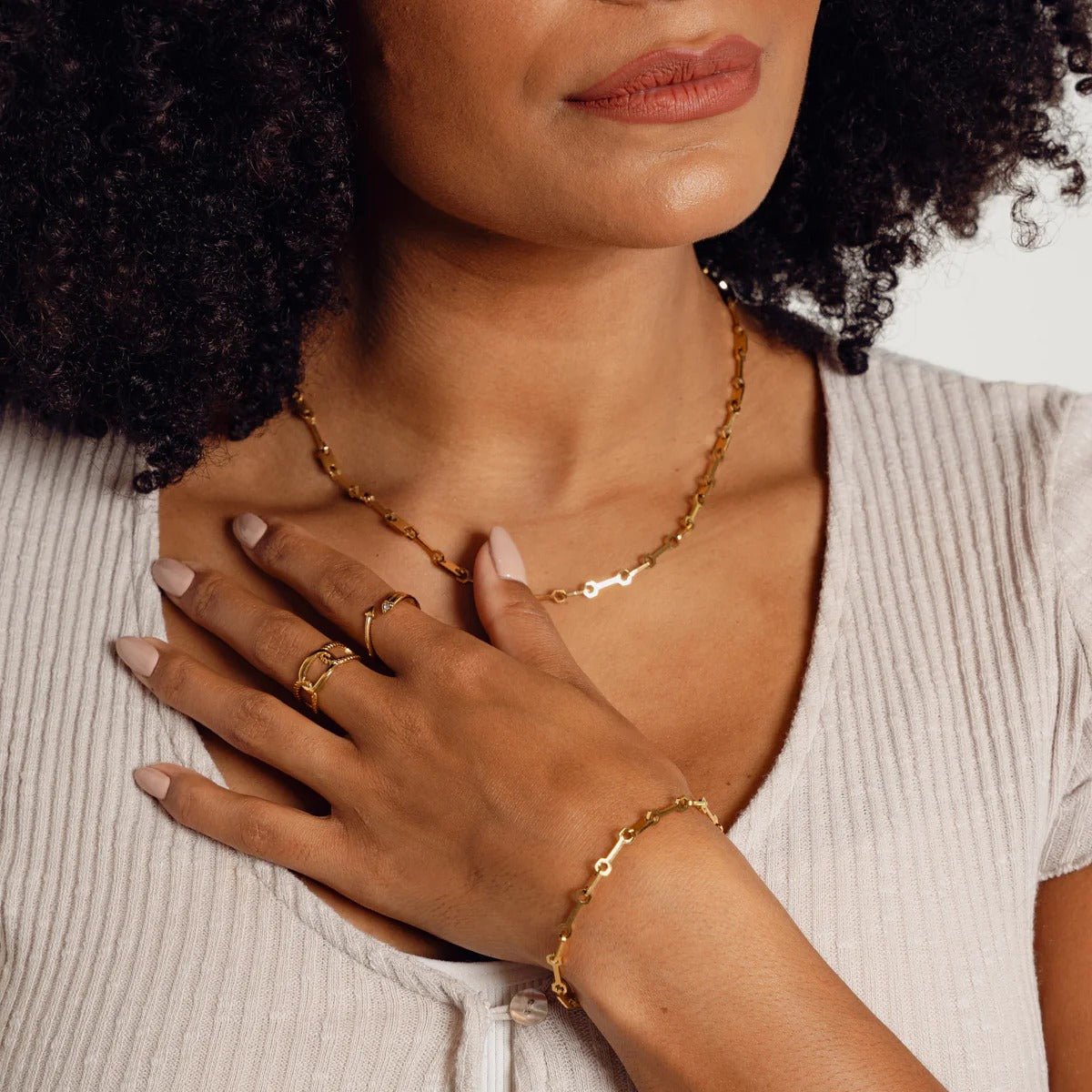 18K Gold Plated Tablet Link Chain Bracelet