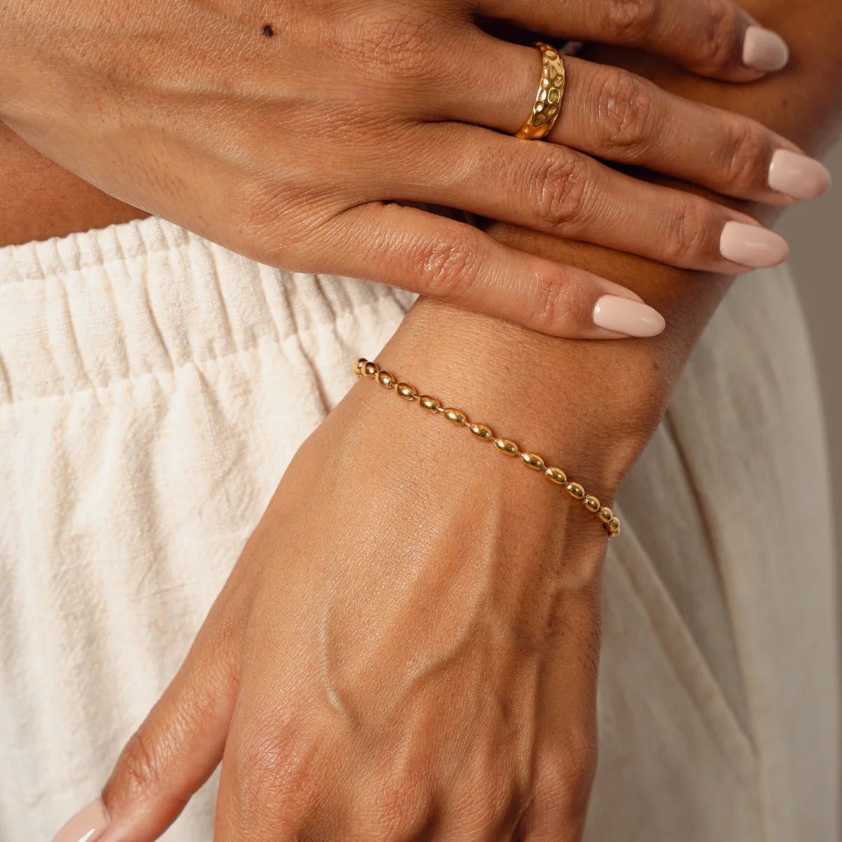 Bracelet with Beads, 18K Gold Plated