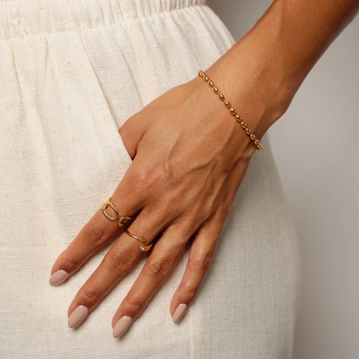 Bracelet with Beads, 18K Gold Plated