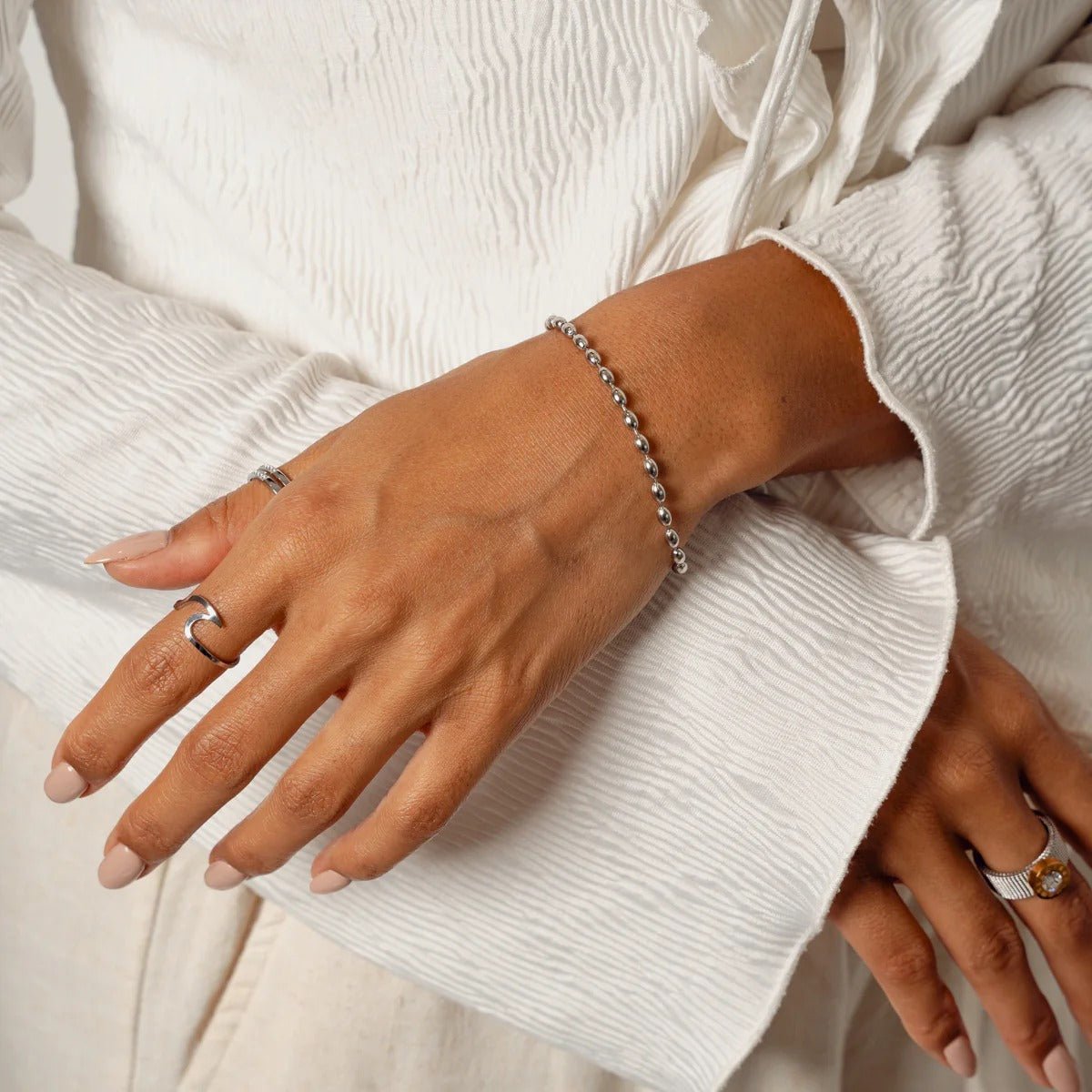 Beaded Chain Bracelet - Silver