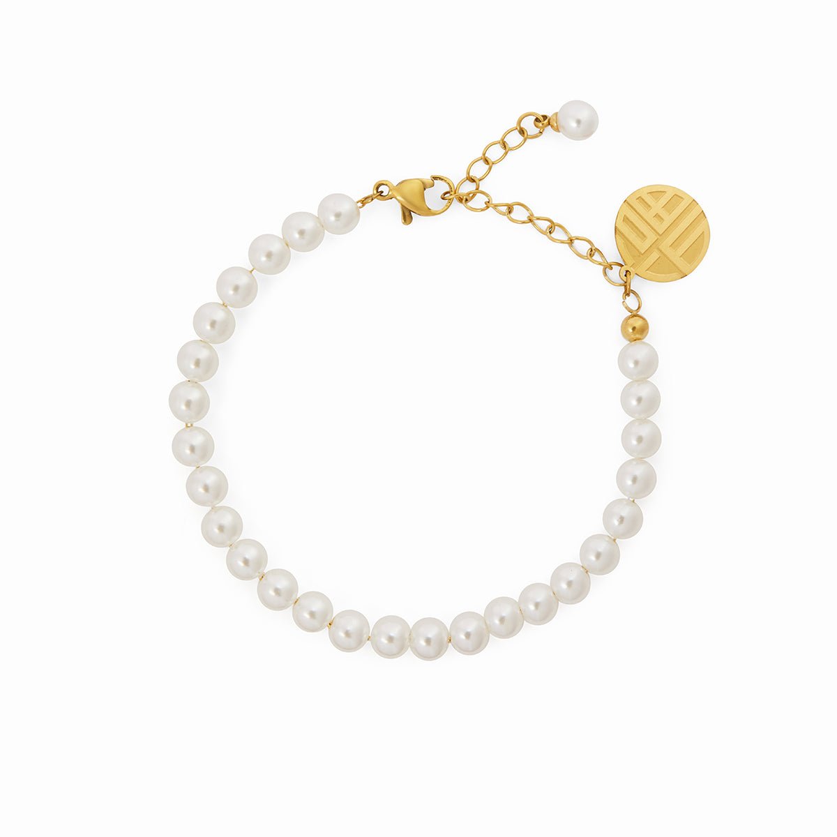Pearl Charm Bracelet Plated in 18K Gold