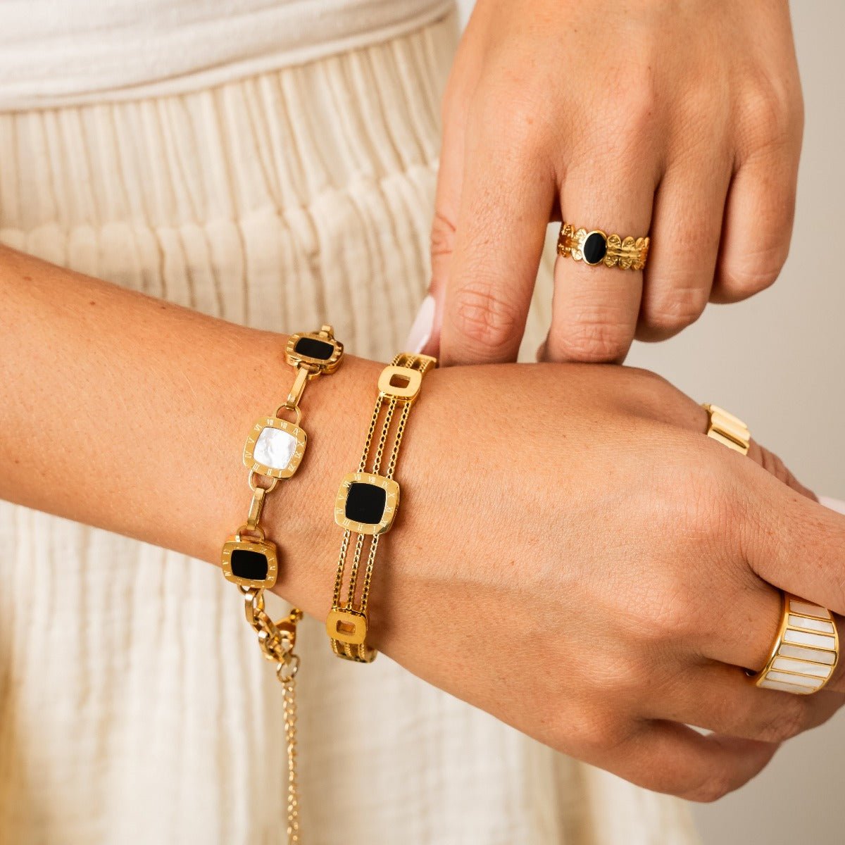 Mono Square Bracelet Plated in 18k Gold