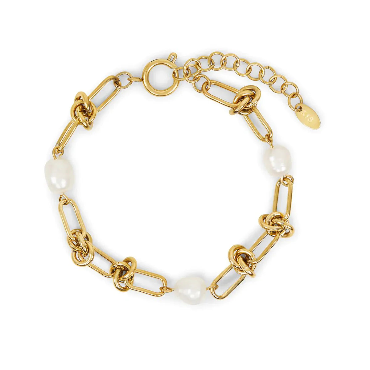 Knot and Pearl Bracelet Plated in 18k Gold